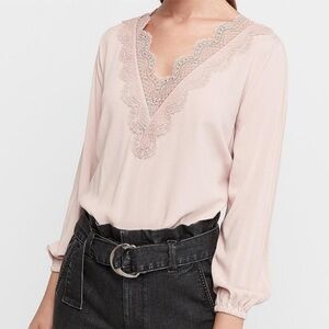 Express | light pink blouse with lace embroidery | small